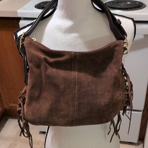 Coach Brown Suede Shoulder Bag with Fringe